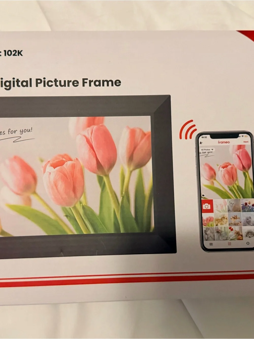 Black Digital Picture Frame with Smartphone Wi‑Fi Photo Sharing